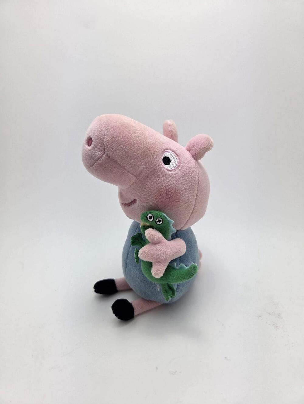 Ty Beanie Baby “George” holding Dino - Show Peppa Pig - No Hang Tag (6.5 inch)